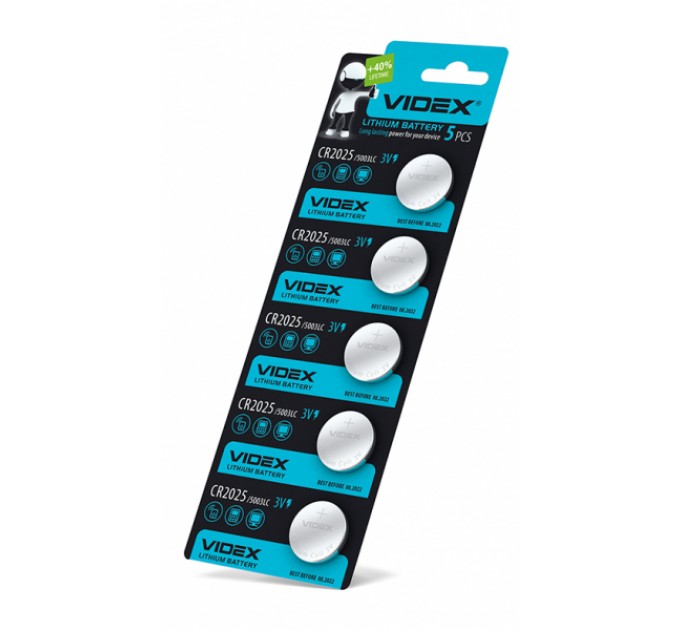 Батарейка литиевая Videx CR2025 5шт BLISTER CARD