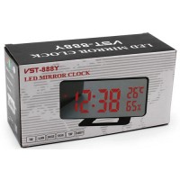 Часы сетевые VST-888Y-4, зеленые, температура, влажность, USB