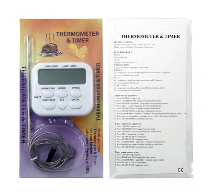 Термометр кухонный ТА-278 с выносным датчиком от -50 до 300°С
