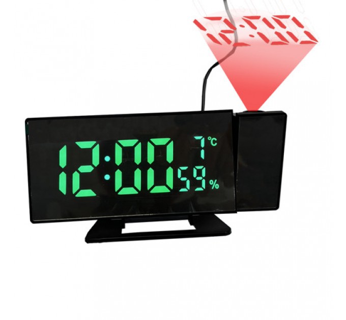 Часы сетевые проекционные VST-896S-4, зеленые, температура, USB