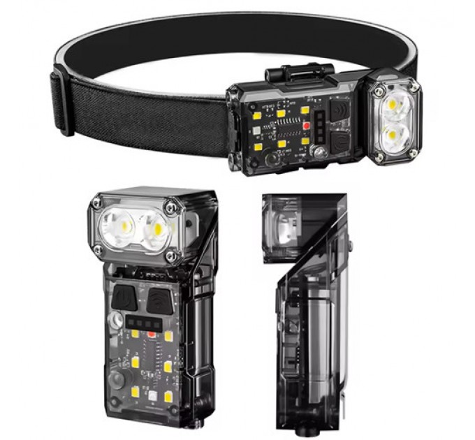 Фонарь налобный X52-2LED+6SMD(RGB), Motion Sensor, индикация аряда, Li-Ion аккум., ЗУ Type-C, клипса, магнит,