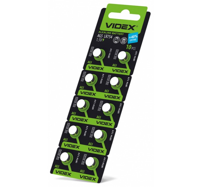 Батарейка часовая Videx AG 5/LR754 BLISTER CARD 10 шт