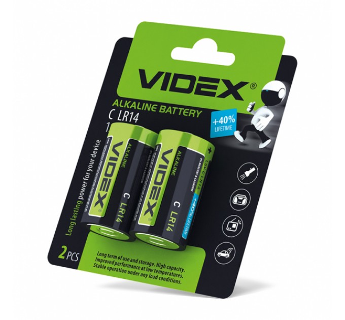Батарейка щелочная Videx LR14/C 2шт BLISTER CARD
