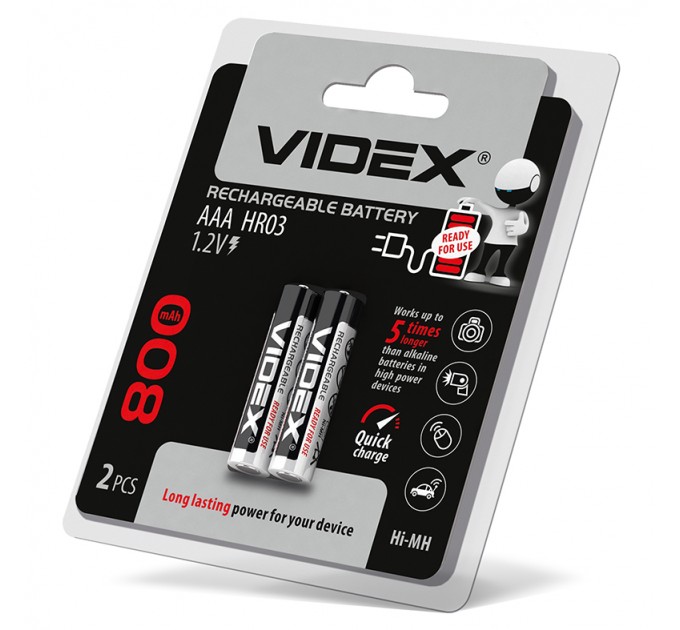 Акумулятори Videx HR03/AAA 800mAh double blister/2шт