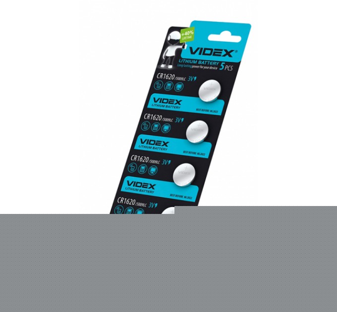 Батарейка литиевая Videx CR1620 5шт BLISTER CARD