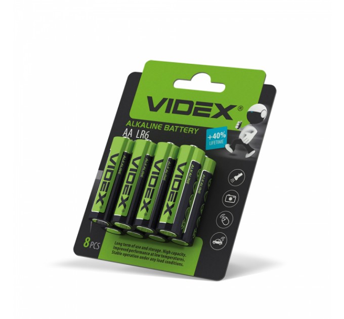 Батарейка лужна Videx LR6/АА 8шт BLISTER CARD