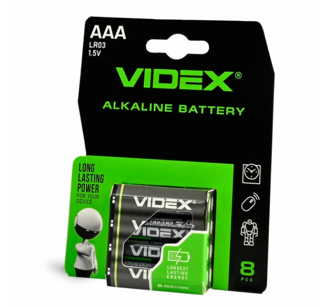 Батарейка лужна Videx LR03/AAA 8шт Blister Card