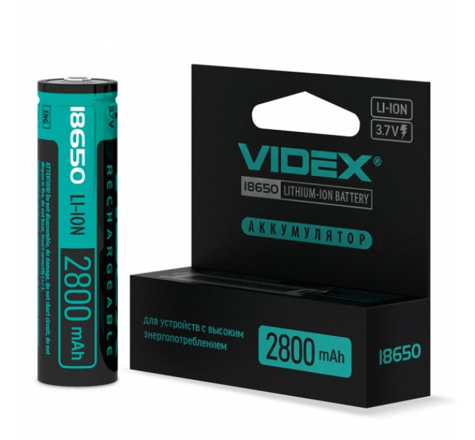 Аккумулятор Videx литий-ионный 18650-P (защита) 2800mAh color box/1шт