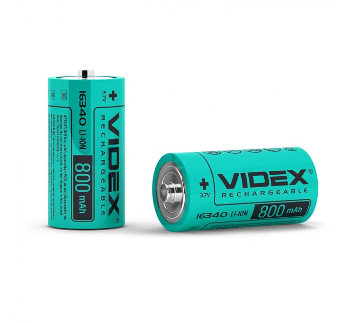 Акумулятор Videx літій-іонний 16340 (без захисту) 800mAh bulk/1шт