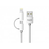 Кабель HAVIT HV-CB610X Micro USB + Lightning 1м, White