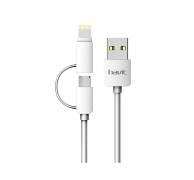 Кабель HAVIT HV-CB610X Micro USB + Lightning 1м, White