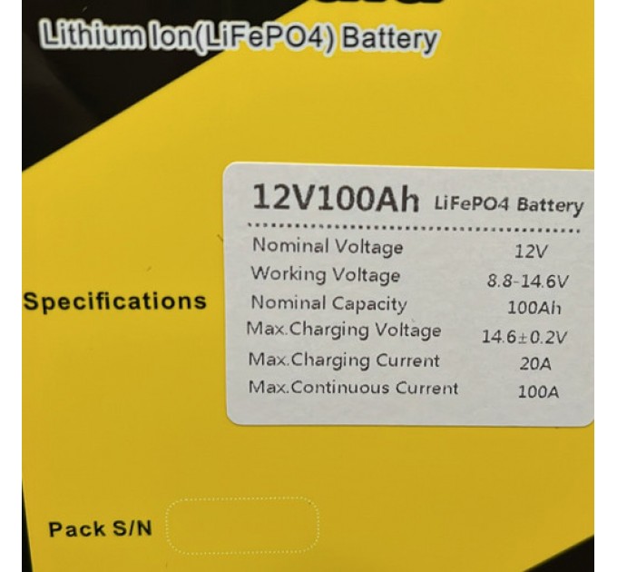 Аккумулятор LiFePO4, LiitoKala, 12V 100Ah, BMS smart плата