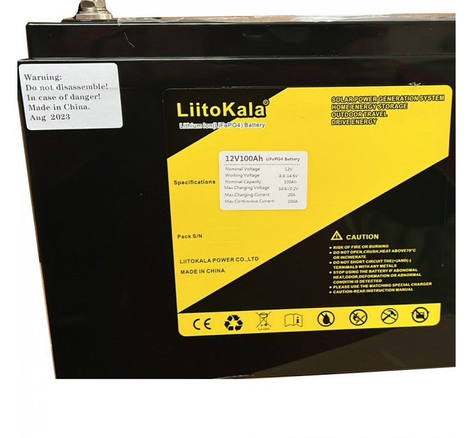 Аккумулятор LiFePO4, LiitoKala, 12V 100Ah, BMS smart плата