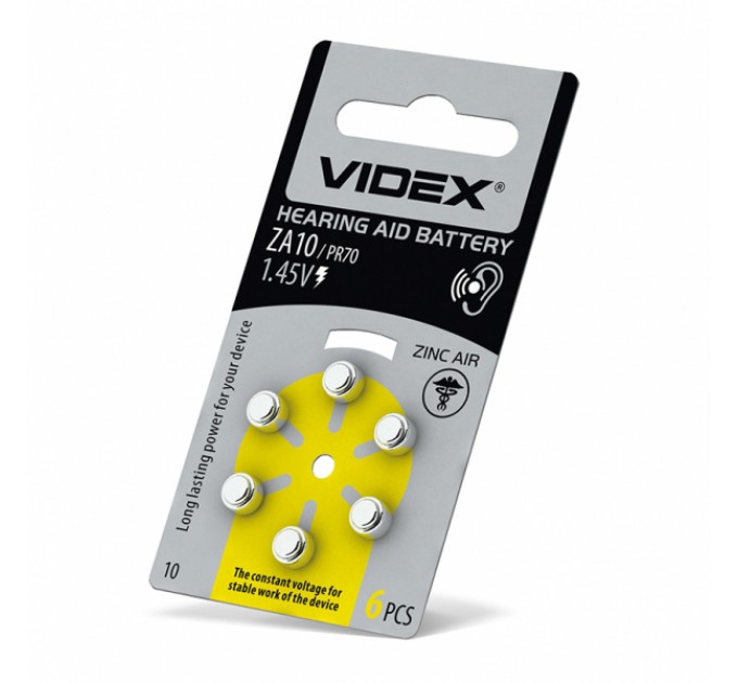 Батарейка воздушно цинковая Videx ZA10 (PR70) BLISTER 6