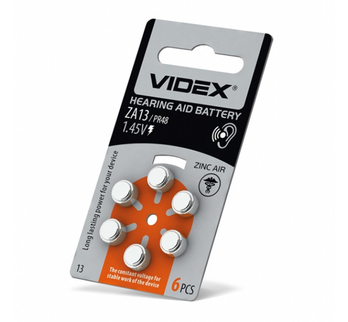 Батарейка воздушно цинковая Videx ZA13 (PR48) BLISTER 6