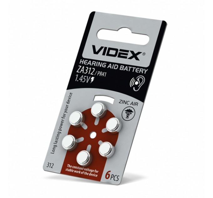 Батарейка воздушно цинковая Videx ZA312 (PR41) BLISTER 6