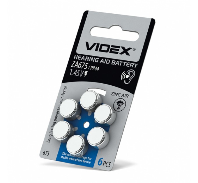 Батарейка воздушно цинковая Videx ZA675 (PR44) BLISTER 6