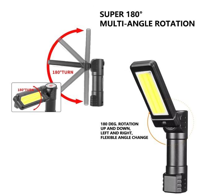Фонарь WORKLIGHT 2 в 1 5305-COB(WHITE+YELLOW), Li-Ion аккумулятор, поворот180º+180º, магнит, ЗУ Type-C