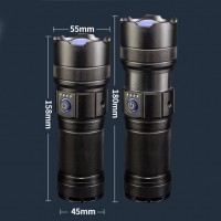 Фонарь AK180 WHITE LASER LED PM30-TG, 1х38650, power bank, ЗУ Type-C, zoom, 5 фильтров