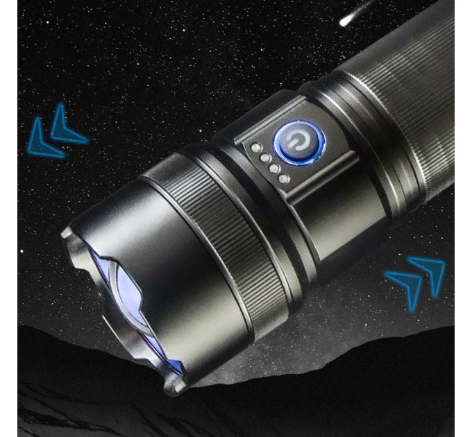 Фонарь AK180 WHITE LASER LED PM30-TG, 1х38650, power bank, ЗУ Type-C, zoom, 5 фильтров