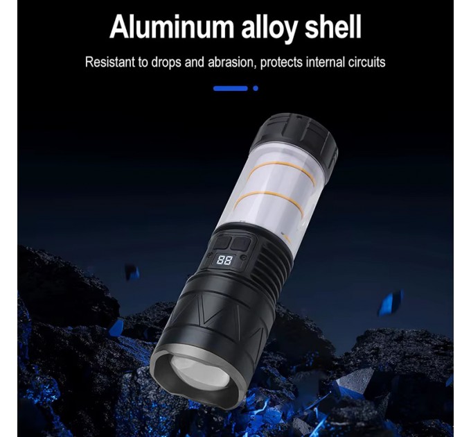 Фонарь со светильником CH-5021-TG+COB, Li-Ion аккум., ЗУ Type-C, zoom