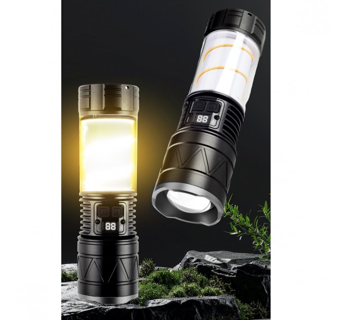 Фонарь со светильником CH-5021-TG+COB, Li-Ion аккум., ЗУ Type-C, zoom