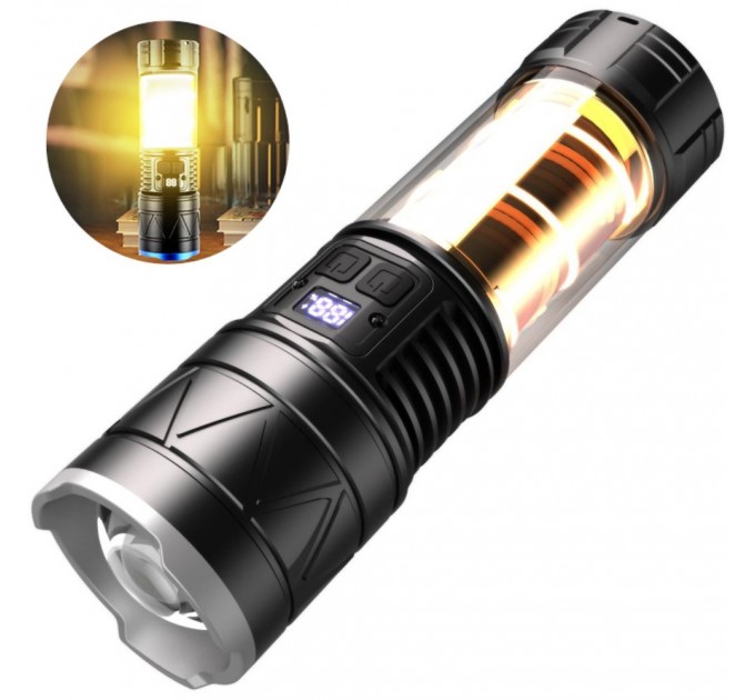 Фонарь со светильником CH-5021-TG+COB, Li-Ion аккум., ЗУ Type-C, zoom