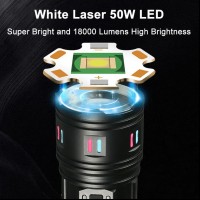 Фонарь NIGHT VISION FLUORESCENCE AK177-WHITE LASER LED PM60-TG, 8x18650 3.7V, power bank, ЗУ Type-C, zoom, 5