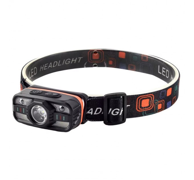 Фонарь налобный WH-0188-XPE+SMD(white+red), Motion Sensor, Li-Ion аккумулятор, ЗУ Type-C