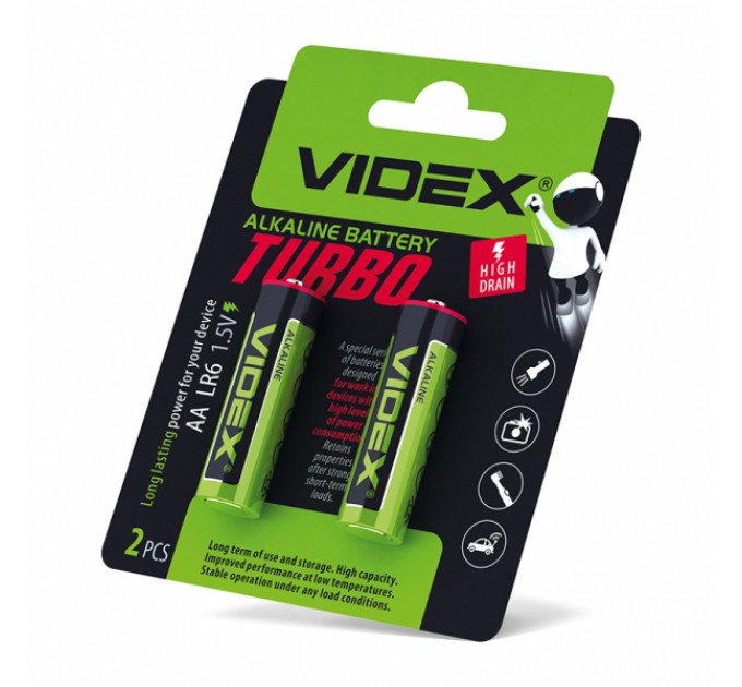 Батарейка щелочная Videx LR6/AA Turbo 2шт BLISTER