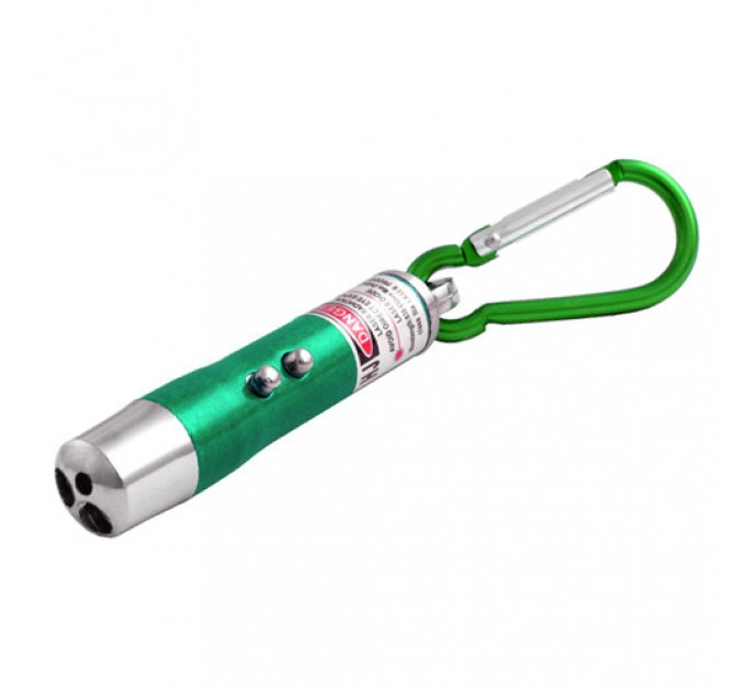 Фонарь брелок 9617-LED, лазер, ультрафиолет, 3хLR44, карабин