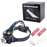 Фонарь налобный Police 6699/204C-T6, 2x18650, zoom, ЗУ microUSB, Box