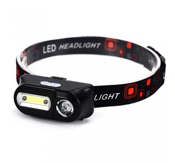 Фонарь налобный 1804A-XPE+COB, Motion Sensor, 1x18650, ЗУ Type-C