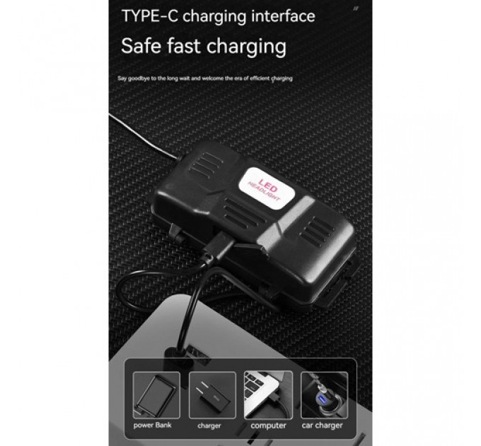 Фонарь налобный NIGHT VISION FLUORESCENCE SY-8087 1 РЕЖИМ PM10-TG, 2x18650, signal light, ЗУ Type-C, zoom, Box