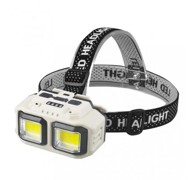 Фонарь налобный HX-816-2COB(white+red), Waterproof, 1x18650, ЗУ Type-C, Box