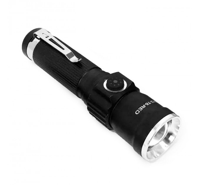 Фонарь PLD-1812-T6 (red), 1x18650, индикация заряда, ЗУ Type-C, zoom, Box