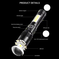 Фонарь COB18-WHITE LASER LED PM10-TG+COB, 1x18650, power bank, магнит, ЗУ Type-C, zoom