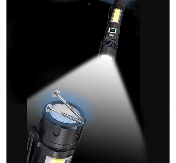 Фонарь COB18-WHITE LASER LED PM10-TG+COB, 1x18650, power bank, магнит, ЗУ Type-C, zoom