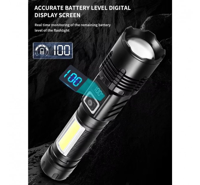 Фонарь COB18-WHITE LASER LED PM10-TG+COB, 1x18650, power bank, магнит, ЗУ Type-C, zoom