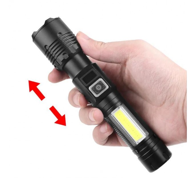 Фонарь COB18-WHITE LASER LED PM10-TG+COB, 1x18650, power bank, магнит, ЗУ Type-C, zoom