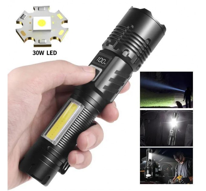 Фонарь COB18-WHITE LASER LED PM10-TG+COB, 1x18650, power bank, магнит, ЗУ Type-C, zoom