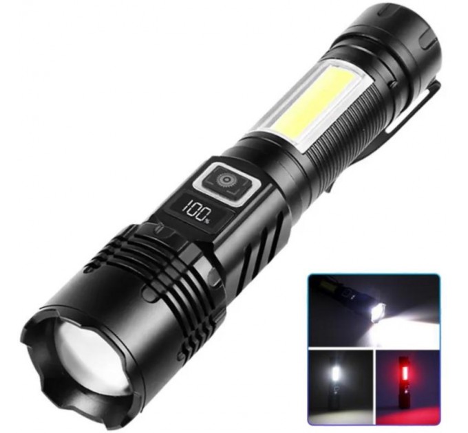 Фонарь COB18-WHITE LASER LED PM10-TG+COB, 1x18650, power bank, магнит, ЗУ Type-C, zoom