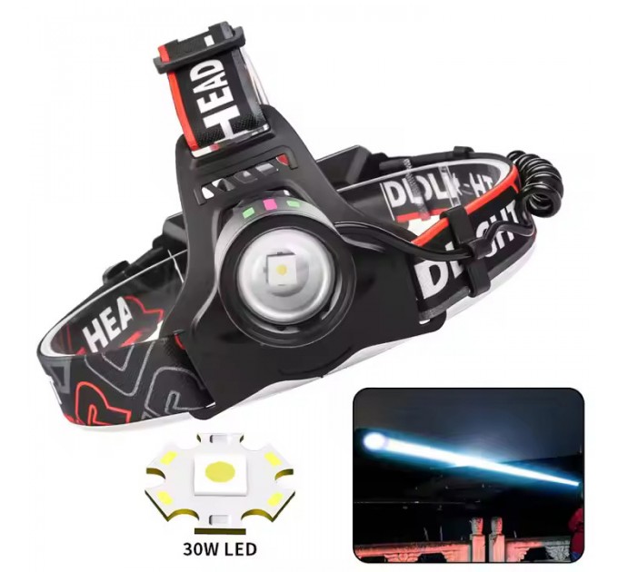 Фонарь налобный NIGHT VISION FLUORESCENCE 8083 1 РЕЖИМ WHITE LASER LED PM10-TG+COB, 2x18650, ЗУ Type-C, zoom