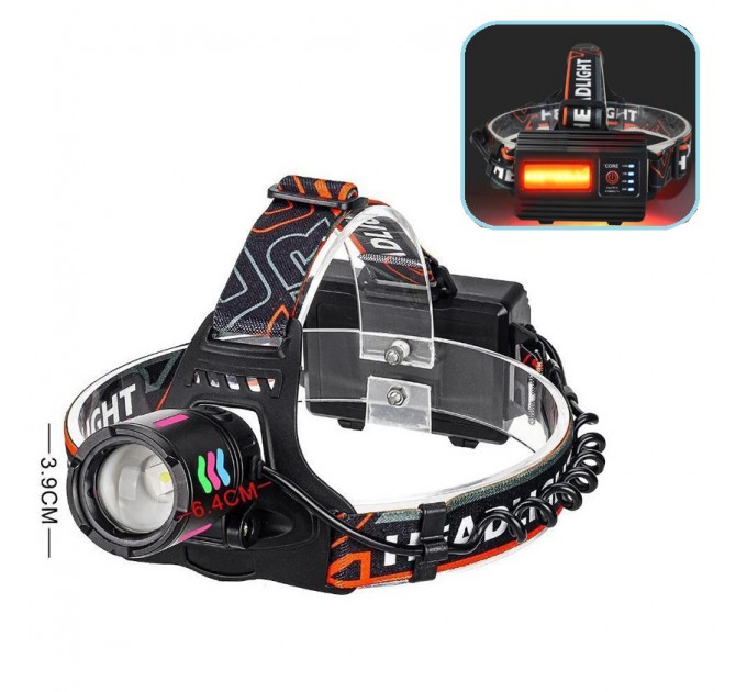 Фонарь налобный NIGHT VISION FLUORESCENCE 8096 1 РЕЖИМ WHITE LASER LED PM10-TG+COB, 3x18650, power bank, ЗУ