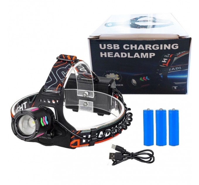 Фонарь налобный NIGHT VISION FLUORESCENCE 8096 1 РЕЖИМ WHITE LASER LED PM10-TG+COB, 3x18650, power bank, ЗУ