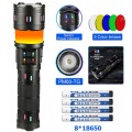 Фонарь NIGHT VISION FLUORESCENCE AK178-WHITE LASER LED PM60-TG+COB, 8x18650 3.7V, power bank, ЗУ Type-C, zoom,