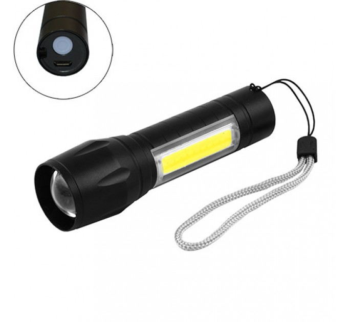Фонарь Police 511-XPE+COB, Li-Ion аккум., zoom, ЗУ microUSB