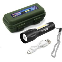 Фонарь Police 511-XPE+COB, Li-Ion аккум., zoom, ЗУ microUSB