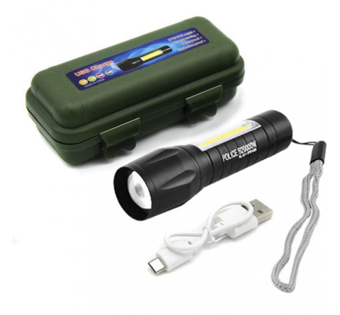 Фонарь Police 511-XPE+COB, Li-Ion аккум., zoom, ЗУ microUSB