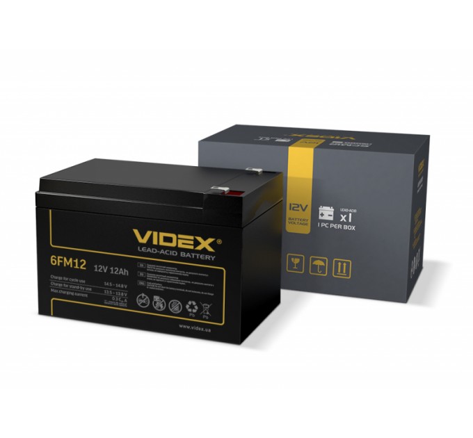 Аккумулятор свинцово-кислотный Videx 6FM12 12V/12Ah color box 1